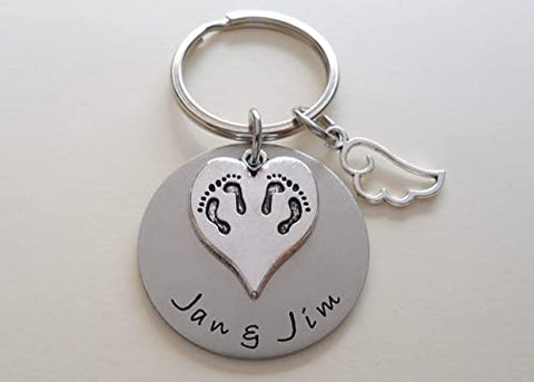 Custom Twin Babies Memorial Charm Keychain, Infant Loss Gift, Miscarriage Stillborn, Memorial Keychain