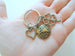 Bronze World Globe Charm Keychain with Heart & Clover Charm, Couples Keychain, or Volunteer Community Service Keychain