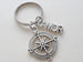 Compass Charm Keychain with Amor Charm, Couples Keychain