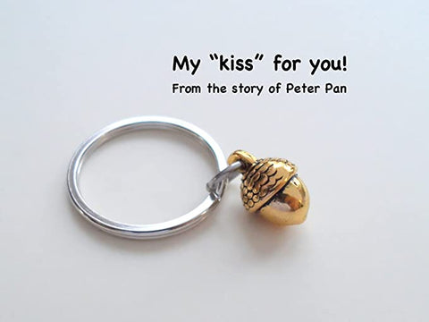 Golden Acorn Keychain - Peter Pan's Kiss; Couples Keychain