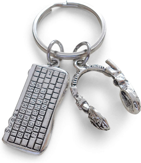 Call Center Staff Gift Keychain, Computer Keyboard Charm and Head Set Charm Keychain, Employee Appreciation Gift, Team Gift, Work Gift