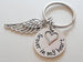 Forever in My Heart Disc Charm Keychain with Wing Charm and Heart Charm, Memorial Keychain
