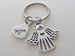 Mom Memorial Keychain, Angel Charm and Mom Heart Charm; My Guardian Angel Keychain
