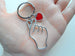 Korean Hand Heart Symbol Charm Keychain with Red Heart Charm, Couples Keychain