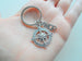 Compass Charm Keychain with Amor Charm, Couples Keychain