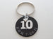 Custom Engraved Anodized Aluminum Disc Anniversary Keychain With a 10 Charm, Couples Keychain