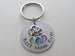 Custom Engraved Disc with Heart Charm and Birthstone Charms, Gift for Mom or Gift for Grandma