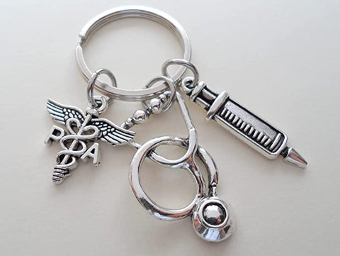 Physician Assistant Appreciation Gift Keychain, Stethoscope, Syringe, PA Charm, Employee Gift, Thank You Gift