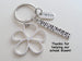 Volunteer Charm Keychain with Flower Outline Charm, Volunteer Charm, and Thank You Charm, Volunteer Appreciation Keychain