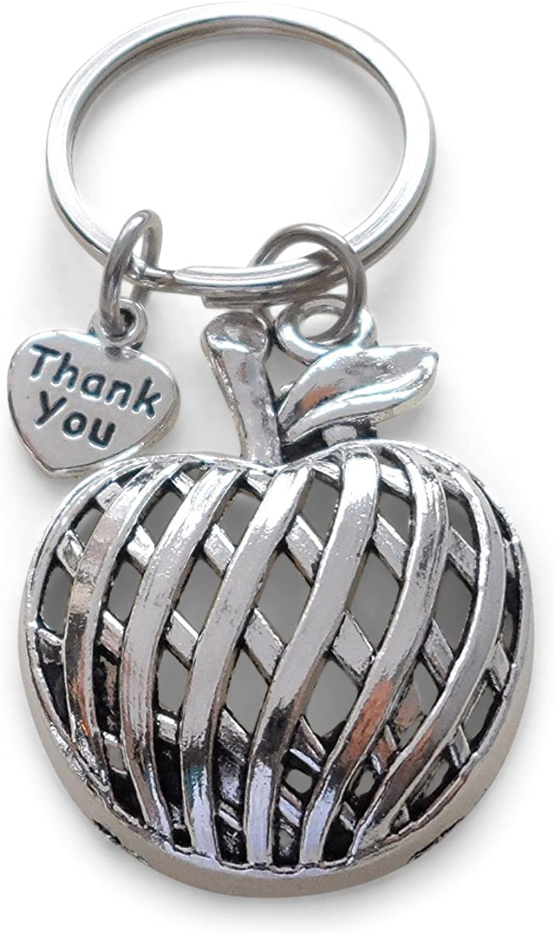 Apple Keychain for Teachers with Engraved "Thank You" Tag.