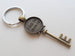 Custom Bronze Key Charm Keychain with Engraving, Couples Anniversary Keychain