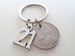 Custom 2001 Nickel Keychain with 21 Charm, Year Anniversary Gift, Husband Wife Key Chain, Boyfriend Girlfriend Gift, Customized Couples Keychains