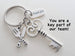 Key & Fork Charm Keychain with Thank You Charm, Food Server, Restaurant Server, School Lunch Serving Staff Appreciation Keychain