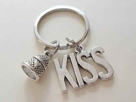 Thimble Keychain with Kiss Word Charm - Peter Pan's Kiss