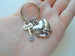 Heart with Chains & Lock Charm Keychain with Love Key Charm; Couples Keychain