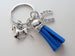 Horse Charm, Good Luck Horse Shoe Charm, and Blue Tassel Keychain, Horse Rider or Coach Keychain