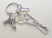 Hair Stylist Scissors and Comb Charm Keychain with Hairdryer and Thank You Charm, Hair Stylist Staff Appreciation Keychain