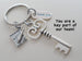 Key & Memo Pad Charm Keychain with Thank You Charm, Secretary, Office Staff, & Receptionist Gift Keychain