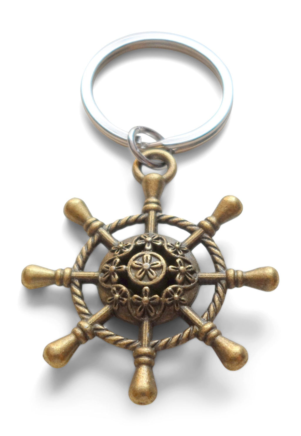 Large Bronze Ships Helm Charm Keychain