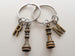 Custom Bronze Small King & Queen Chess Charm Keychains with Letter Charms, Anniversary Keychains