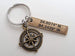 Custom Bronze Compass Keychain with Engraved Coordinates Tag for Couples or Best Friends, Anniversary Gift Keychain