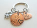 Custom Penny Keychain With Clover Charm and Copper Heart Charm Anniversary Gift, Husband Wife Key Chain, Boyfriend Girlfriend Gift, Couples Keychain