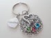 Custom Family Birthstone Keychain with Heart Charm, Gift for Mom or Gift for Grandma