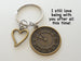 Custom Bronze Clock Keychain with Heart Charm & Option to Add Engraving on Back for Couples or Best Friends, Anniversary Gift Keychain