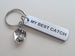 Custom Engraved Aluminum Tag Keychain with Baseball Mitt Charm; Couples Keychain or Baseball Player or Fan
