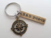 Custom Bronze Compass Keychain with Engraved Coordinates Tag for Couples or Best Friends, Anniversary Gift Keychain