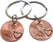20 Year Anniversary Gift • Double Keychain Set 2002 Penny Keychains w/ Engraved Heart Around Year by Jewelry Everyday