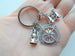 Custom Compass Charm Keychain with Binoculars Charm & Lantern Charm and Personalized Letter Charm, Summer Camp or Youth Camp Keychain