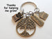 Bronze Tree Keychain with Crayons, School House & Inspire Tag Charm, Teacher Appreciation - Thanks for Helping Me Grow