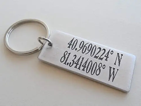 Custom Engraved Coordinates Keychain Aluminum Tag, Anniversary Gift Keychain, Special Occasion GPS Keychain