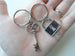 Square Lock and Key Keychain Set - You've Got The Key To My Heart; Couples Keychain Set