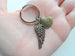 Father Memorial Keychain, Bronze Wing Charm and Dad Heart Charm; My Guardian Angel Keychain