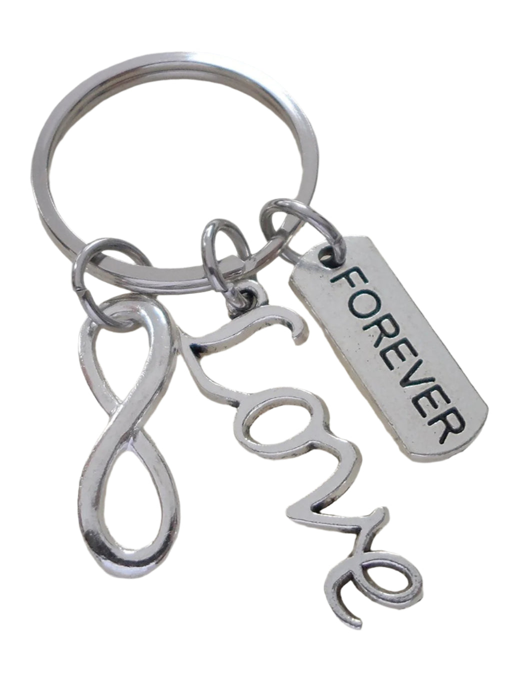 Forever Love Keychain with Silver Tone Infinity Symbol-You and Me for Infinity