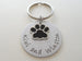 Custom Engraved Aluminum Disc & Black Paw Charm Keychain, Pet Loss Gift, Dog Memorial Keychain