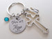 Custom Cross Charm Keychain with Thou Art Mine Engraved Disc, Option to Personalize with Letter Charm and Birthstone Charm