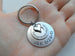 Custom Engraved Layered Stainless Steel Disc & Ring Keychain with Heart Charm for Couples Anniversary Gift. Add Backside Engraving