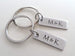 Custom 2 Small 1 Inch Engraved Steel Tags for Couples or Best Friends Initials, Anniversary Gift Keychain