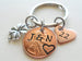 Custom Penny Keychain With Clover Charm and Copper Heart Charm Anniversary Gift, Husband Wife Key Chain, Boyfriend Girlfriend Gift, Couples Keychain