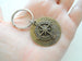 Custom Bronze Compass Keychain with Engraved Disc for Couples or Best Friends, Anniversary Gift Keychain