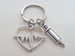 Medical Charm Keychain with Heartbeat Charm & Syringe Charm; Medical Professional Keychain