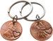 14 Year Anniversary Gift | Double Keychain Set 2011 Penny Keychains with Heart Around Year & Engraved by Jewelry Everyday