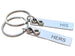 His & Hers Hand Engraved Keychains with Infinity Charm Layered Over, Stainless Steel Tag Keychains