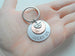 Custom Engraved Steel Disc Keychain with Penny & I Love You Heart Charm, Anniversary Husband Wife Key Chain, Boyfriend Girlfriend Customized Couples Keychain
