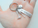 Dad My Hero Engraved Tag Keychain with Hammer and Screwdriver Tool Charms, Fathers Tools Charm Keychain