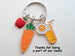 Food Service Charm Keychain with Carrot Charm, Apple Charm, and Orange Juice Charm, Food Service Employee Appreciation Keychain