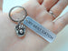Custom Engraved Aluminum Tag Keychain with Baseball Mitt Charm; Couples Keychain or Baseball Player or Fan